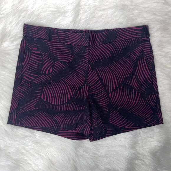 Ann Taylor Women's 4 Pink Navy Palm Leaf Tropical 4" Tailored Chino Shorts - Picture 2 of 10